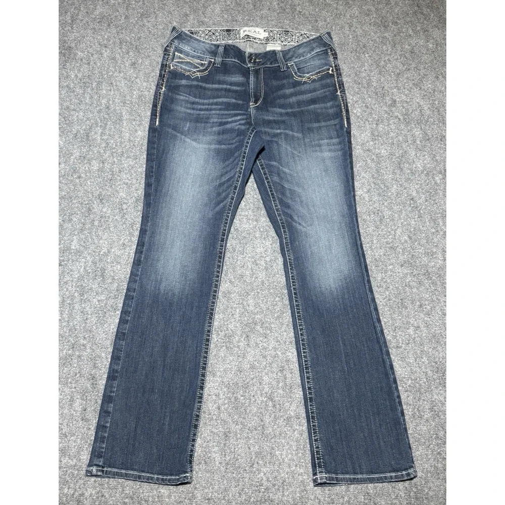 Ariat Real Denim Women 16WL Mid Rise Boot Leg Medium Wash Denim Jeans Fit 36x34 - Picture 1 of 16